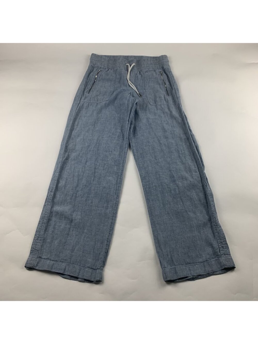 Athleta Light Blue Chambray Linen Cabo Wide Leg Pant 8